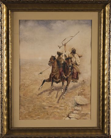 V. Talleris, sec.XIX “Berberi a cavallo “ acquarello su carta(cm.46X34)...