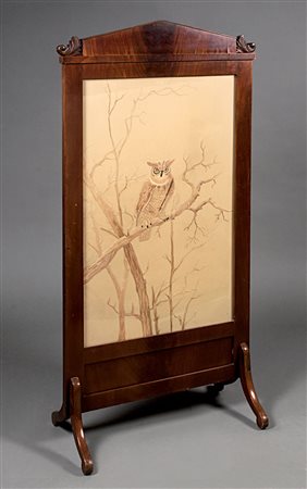 Parascintille lastronato in noce con montanti decorati all'attacco con...