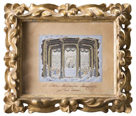 Alessandro Sanquirico “Bozzetto per scena teatrale” tecnica mista su carta...