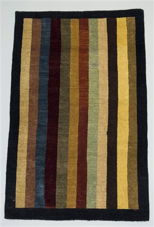 Tappeto orientale annodato a mano, manifattura contemporanea, disegno a righe...