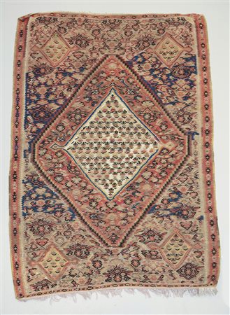 Kilim Senneh, Persia sec. XX disegno a medaglioni concentrici nei toni del...