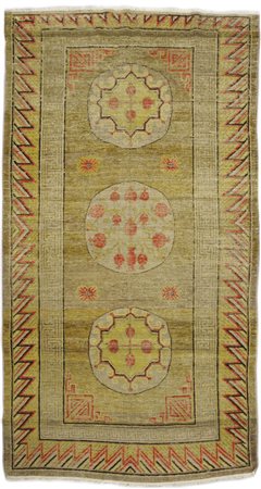 Tappeto Samarcanda Turkestan orientale fine sec. XX disegno a medaglioni...