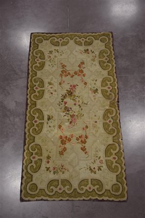 Tappeto Aubusson Francia sec. XIX disegno floreale su fondo beige (gravi...