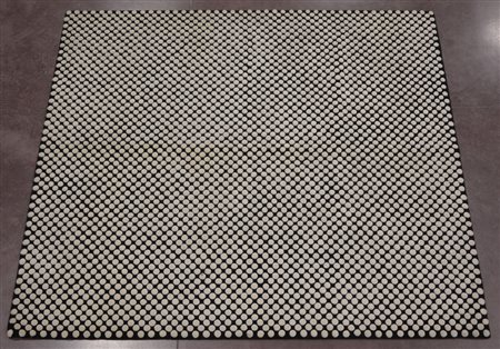 Tappeto contemporaneo in lana decorato con pois bianchi su fondo nero in...