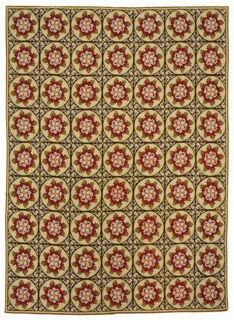 Tappeto piccolo punto, Europa sec. XX disegno a ogive rotonde con fiori in...