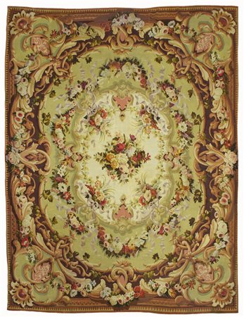 Tappeto Aubusson Francia sec. XIX decorazione con ghirlande e mazzi fioriti...