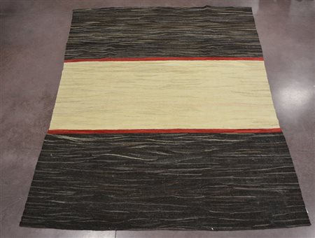 Tappeto Killim Persia manifattura contemporanea, disegno a fasce bianca e...