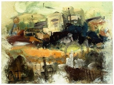 ALVARO DANTI Livorno 1911 – Livorno 1985 Senza titolo Olio su tavola 30 x 40....