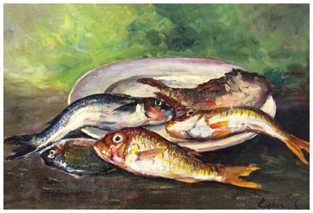 GIO BATTA LEPORI Livorno 1911 – Livorno 2002 Natura morta Olio su faesite...