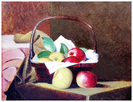 VALENTINO GHIGLIA Firenze 1903 – Firenze 1960 Natura morta con mele Olio su...