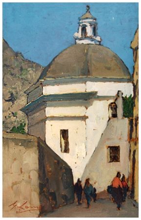 GIOVANNI LOMI Ardenza 1889 – Ardenza 1969 Costiera amalfitana 1940 ca. Olio...