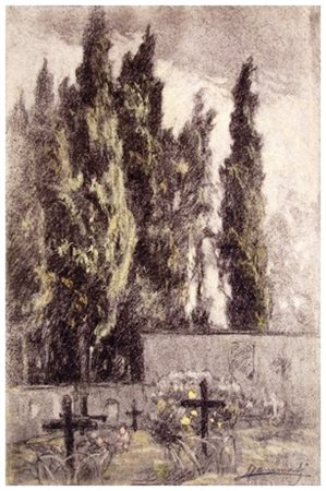LODOVICO TOMMASI Livorno 1866 – Firenze 1941 Al cimitero Carbone e pastelli...