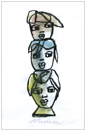 MINO MACCARI Siena 1898 – Roma 1989 Senza titolo Pastello grasso e acquerelli...