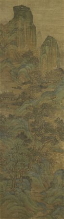 ATTRIBUITO A ZHAO QIANLI (CONOSCIUTO COME ZHAO BOJU) 1120-1182 PAESAGGIO BLU...