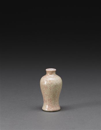 Vaso meiping in miniatura in porcellana flambè con fine craquelure Cina,...