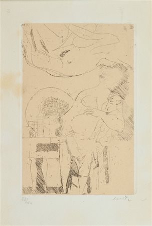 Bruno Saetti (Bologna 1902 - 1984) LOTTO UNICO DI DUE OPERE - "Maternità",...