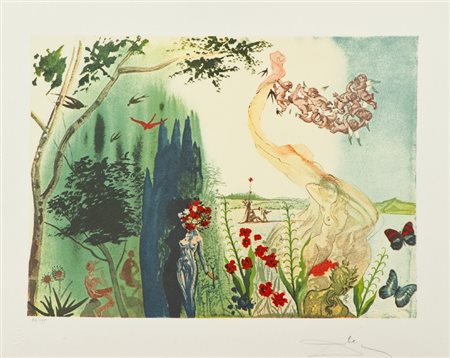 Salvador Dalì (Figuera 1904 - 1989) PRIMAVERA Litografia su carta, cm. 54x68,...