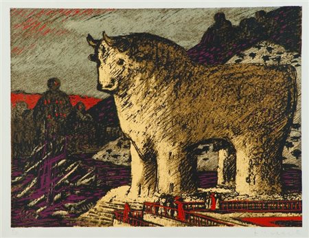 Salvatore Fiume (Comiso (rG) 1915 - Milano 1997) SENZA TITOLO Serigrafia su...