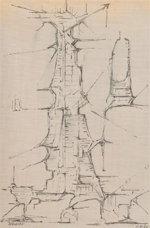Elio Marchegiani (Siracusa 1929) STRUTTURA, 1962 Biro su carta, cm. 24,5x16,5...