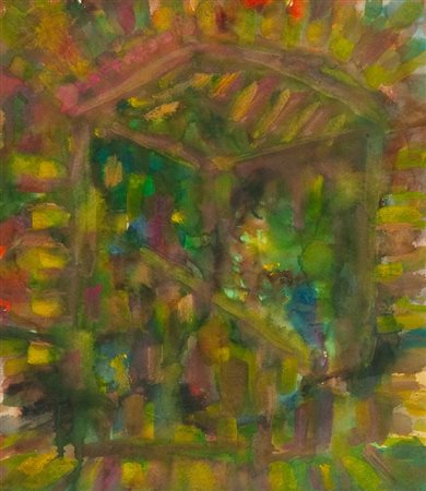 Silvio Loffredo (Parigi 1920) BATTISTERO Tempera su carta, cm. 38x33 Firmato...