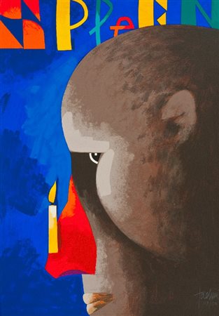 Emilio Tadini (Milano 1927 - 2002) PERSONAGGIO Serigrafia su carta, cm....