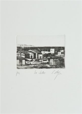 Salvatore Magazzini (Pistoia 1955) LO STRETTO Acquaforte di cm. 7x10,5 su...