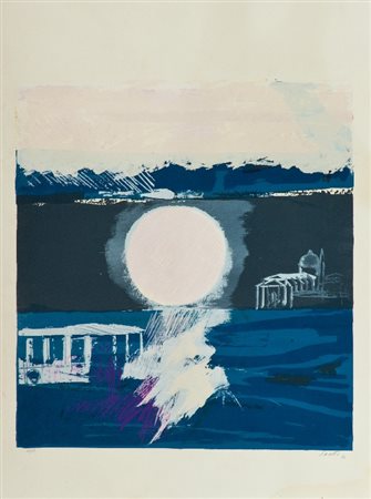 Bruno Saetti (Bologna 1902 - 1984) PAESAGGIO, 1970 Litografia su carta, cm....