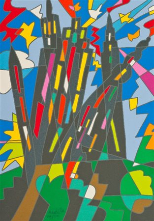 Ugo Nespolo (Mosso Santa Maria (Bi) 1941) SENZA TITOLO Serigrafia su carta,...