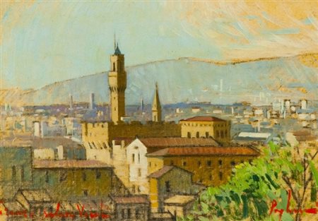 Francesco Pagliazzi (Reggello (Fi) 1910 - 1988) FIRENZE PALAZZO VECCHIO Olio...