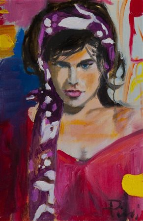 Alfredo Pini (Mirandola (Mo) 1958) FIGURA Olio su tela, cm. 30x20 Firmato in...