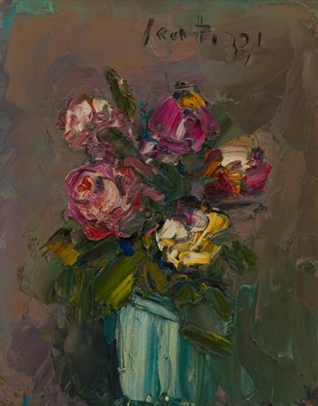 Sergio Scatizzi (Gragnano (Lu) 1918 - Firenze 2009) FIORI Olio su tavola, cm....