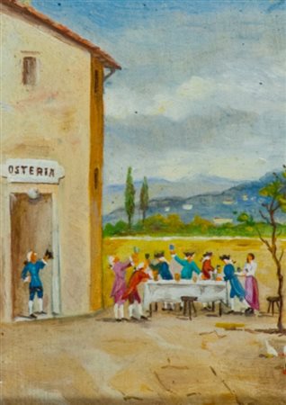 Zini Renato (Attribuito) LOTTO UNICO DI DUE OPERE - "Brindisi Goldoniano",...