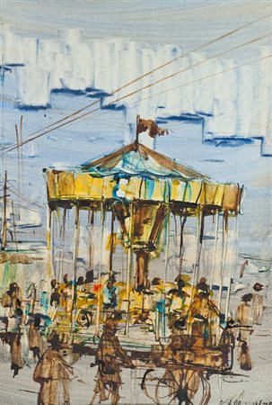 Mario Pestellini (Firenze 1925 - Maresca 2000) GIOSTRA, 1978 Acquerello su...