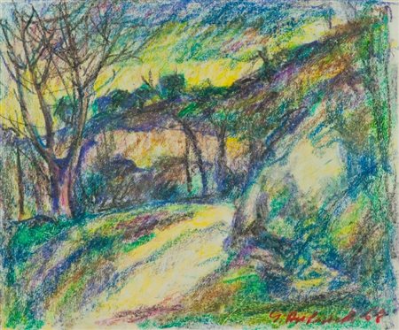 Giano Antonelli (Pistoia ) PAESAGGIO, 1968 Pastelli policromi su carta, cm....