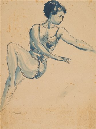 Vitaliano De Angelis (Firenze 1916 - Livorno 2002) FIGURA China acquerellata...