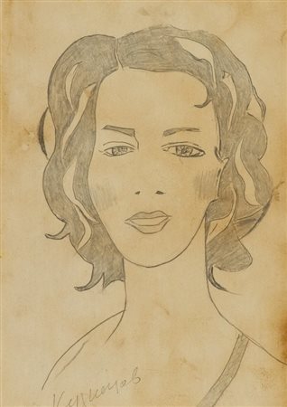 Avanguardia Russa FIGURA FEMMINILE Matita su carta, cm. 28x20 Firma...