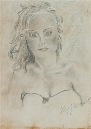 Avanguardia Russa FIGURA FEMMINILE Matita su carta, cm. 29x20 Firma...