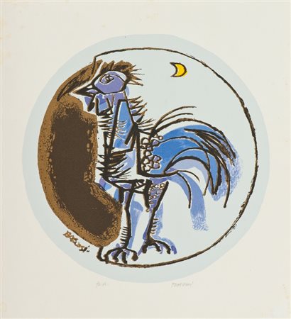 Manlio Bacosi (Perugia 1920 - 1995) GALLO Litografia su carta, cm. 56x50, es....