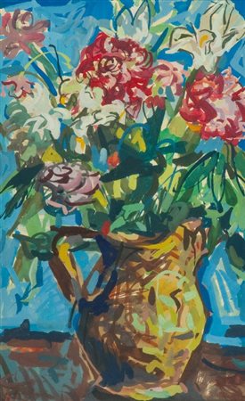 Dilvo Lotti (San Miniato (Si) 1914 - 2009) VASO DI FIORI Tempera su cartone,...