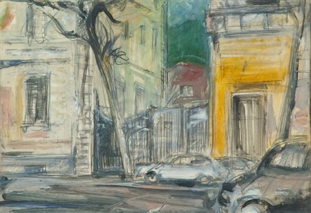 Folco Chiti Batelli (Firenze 1932 - 2011) SCORCIO DI CITTÀ Tecnica mista su...