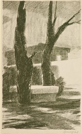 Renato Natali (Livorno 1883 - 1979) ALBERI Litografia su carta, cm. 47x29...