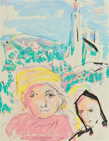 Ernesto Treccani (Milano 1920 - 2009) FIGURE Litografia su carta, cm. 85x65,...