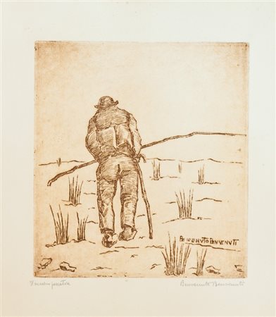 Benvenuto Benvenuti (Livorno 1881 - 1959) IL VECCHIO PESCATORE Acquaforte di...
