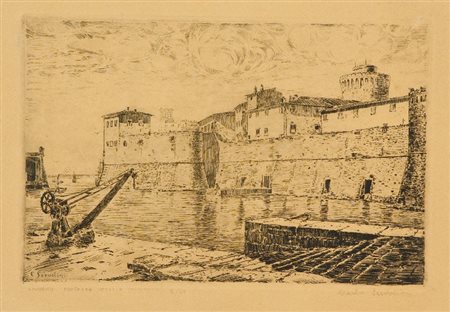 Carlo Servolini (Livorno 1876 - Collesalvetti 1948) LIVORNO FORTEZZA VECCHIA...