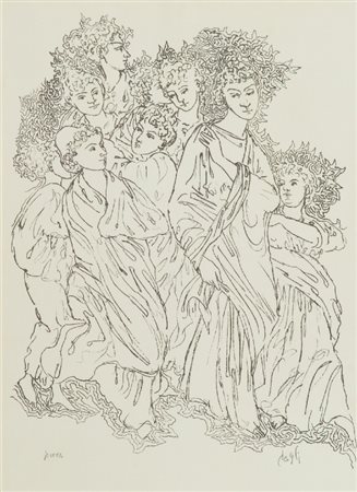 Corrado Cagli (Ancona 1910 - Roma 1976) FIGURE Litografia su carta, cm....