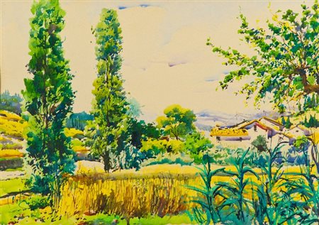 Michele Ortino (Catania 1914 - Firenze 1978) PAESAGGIO Acquerello su...