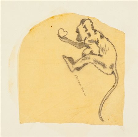 Renato Natali (Livorno 1883 - 1979) STUDIO DI SCIMMIA Lapis su carta...