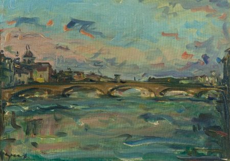 Enzo Pregno (Alessandria d' Egitto 1898 - Firenze 1972) FIRENZE Olio su tela,...