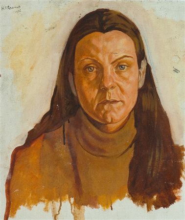 Anonimo Russo FIGURA, 1936 Olio su tela, cm. 45x38 Firma illeggibile e data...