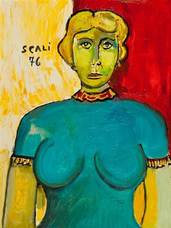 Luigi Scali (Pisa 1931) FIGURA FEMMINILE, 1976 Olio su tela, cm. 60x45 Firma...